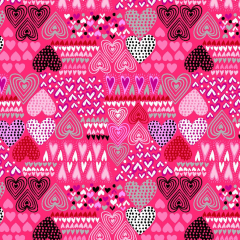 Hot Pink Patterned Hearts